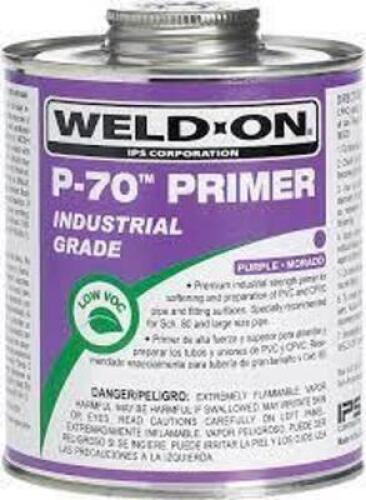 DESCRIPTION: (2) INDUSTRIAL GRADE PURPLE PVC PRIMER BRAND/MODEL: WELD ON P-70 RETAIL$: $$20.00 EA SIZE: 1 QT QTY: 2
