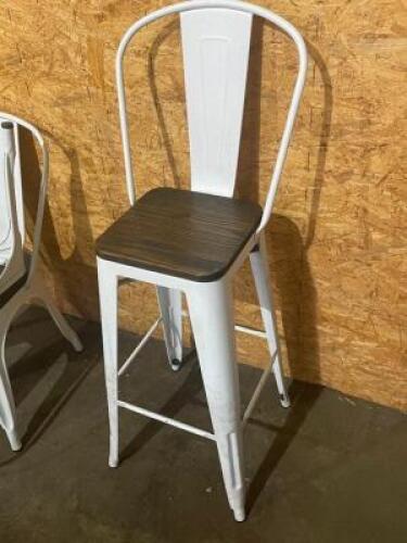 DESCRIPTION: (4) 30" METAL BAR STOOLS W/ WOODEN SEATS LOCATION: 7 THIS LOT IS: SOLD BY THE PIECE QTY: 4