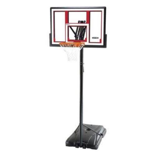 DESCRIPTION: (1) 48" ADJUSTABLE PORTABLE BASKETBALL HOOP WITH SHATTERPROOF FUSION BACK BOARD BRAND/MODEL: LIFETIME 90491 RETAIL$: $226.15 SIZE: 48" QT