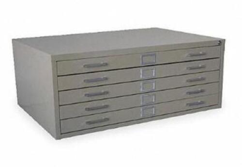 DESCRIPTION: (1) FLAT FILE CABINET BRAND/MODEL: GRAINGER/2CLA4 INFORMATION: PUTTY, UNLIKE STOCK/SEE FOR INSPECTION/5-DRAWERS RETAIL$: $760.94 SIZE: 16