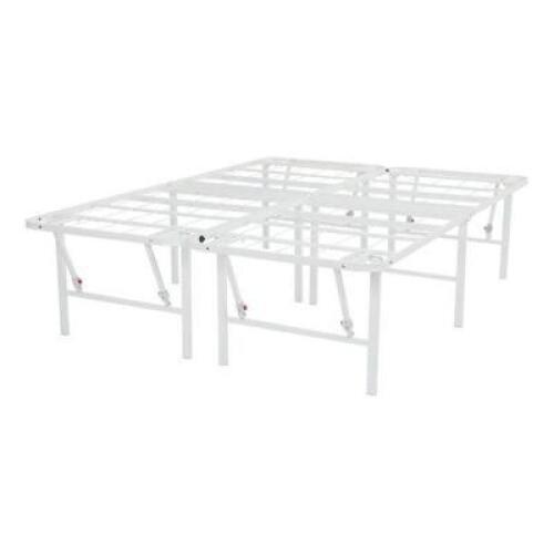 DESCRIPTION: (1) FOLDABLE PLATFORM BED FRAME BRAND/MODEL: MAINSTAYS/MS20D1102209 INFORMATION: WHITE/STEEL RETAIL$: $109.00 SIZE: QUEEN QTY: 1