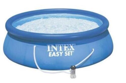 DESCRIPTION: (1) INFLATABLE POOL BRAND/MODEL: INTEX/28141EH INFORMATION: BLUE/WITH 530 GPH FILTER PUMP RETAIL$: $161.00 SIZE: 13'ROUND QTY: 1