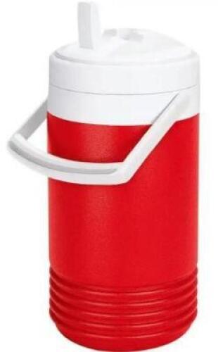 DESCRIPTION: (2) SPORTS BEVERAGE JUG BRAND/MODEL: IGLOO/2204 INFORMATION: RED & WHITE RETAIL$: 12.99 EACH SIZE: 1 GAL. QTY: 2