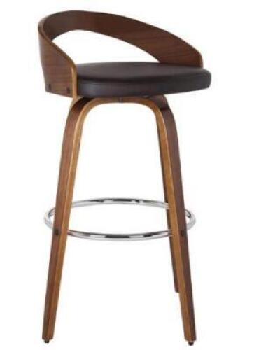 DESCRIPTION: (1) BAR HEIGHT BARSTOOL BRAND/MODEL: ARMEN LIVING/LCS0BABRWA30 INFORMATION: WALNUT & BLACK RETAIL$: $125.99 SIZE: 35"H X 19"D X 19"W QTY: