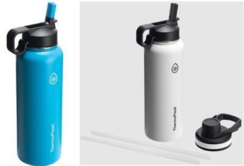 DESCRIPTION: (2) THERMOFLASK BRAND/MODEL: THERMOFLASK/50061,50062 INFORMATION: CAPRI & WHITE/COMBO CHUG & STRAW LID RETAIL$: 27.35 EACH SIZE: 40 OZ. Q