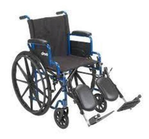 DESCRIPTION: (1) MEDICAL WHEELCHAIR BRAND/MODEL: DRIVE INFORMATION: BLUE STREAK AND BLACK RETAIL$: $180.00 EA QTY: 1