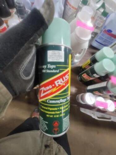 DESCRIPTION: (6) SPRAY PAINT BRAND/MODEL: ZERO RUST FMSCT159 INFORMATION: SEAFOAM GREEN RETAIL$: $13.78 EA SIZE: 12 OZ QTY: 6
