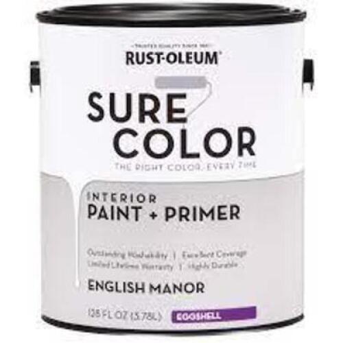 DESCRIPTION: (2) SURE COLOR PAINT AND PRIMER BRAND/MODEL: RUST-OLEUM INFORMATION: EGGSHELL WHITE RETAIL$: $18.97 EA SIZE: 1 GALLON QTY: 2