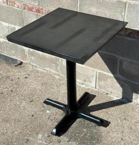 DESCRIPTION: (2) 23.5" X 23.5" WOODEN TABLES W/ BASES BRAND / MODEL: LANCASTER #349242ANTGY ADDITIONAL INFORMATION LIVE WOOD EDGE. RETAILS FOR $142 NE