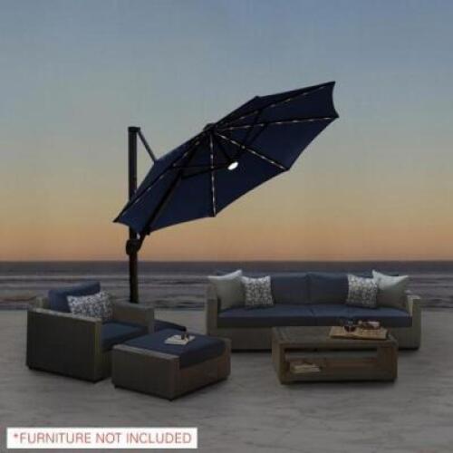 11' LED Solar Round Cantilever Umbrella