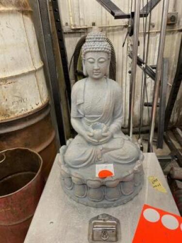 27" TALL Karma Buddha Stone Statue | Monk Oriental Garden Outdoor Decoration Ornament