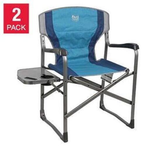 DESCRIPTION: (2) FOLDING DIRECTORS CHAIRS WITH SIDE TABLE BRAND/MODEL: TIMBER RIDGE RETAIL$: $79.99 QTY: 1
