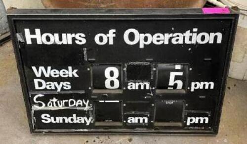 OLD GAS STATION HOUR SIGN