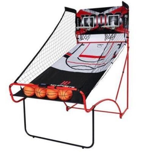 DESCRIPTION: EZ FOLD INDOOR DUAL SHOT 81" ARCADE BASKETBALL GAME WITH LED SCORER BRAND/MODEL: MD SPORTS RETAIL$: $69.00 QTY: 1