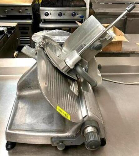 DESCRIPTION: 12" COMMERCIAL MANUAL SLICER BRAND/MODEL: HOBART 2612 INFORMATION: CORD HAS SOME DAMAGE, IN WORKING CONDITION QTY: 1