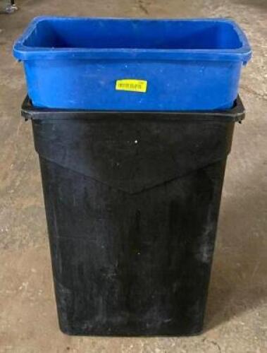 DESCRIPTION: (2) SLIM JIM TRASH CAN AND RECYCLING BIN QTY: 2