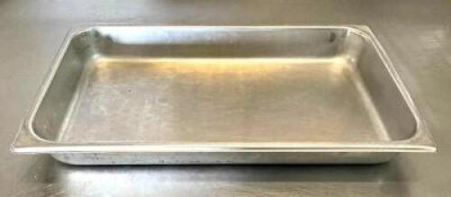 DESCRIPTION: (5) FULL SIZE STAINLESS STEEL PANS SIZE: 2.5" DEEP QTY: 5