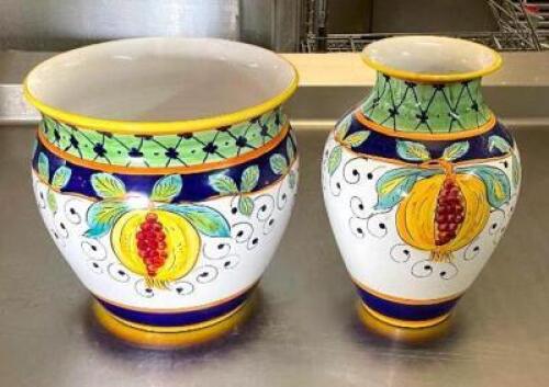 DESCRIPTION: (2) HAND PAINTED VASES QTY: 2