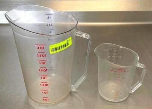 DESCRIPTION: (2) MEASURING CUPS SIZE: 4 QT. AND 1 QT. QTY: 2