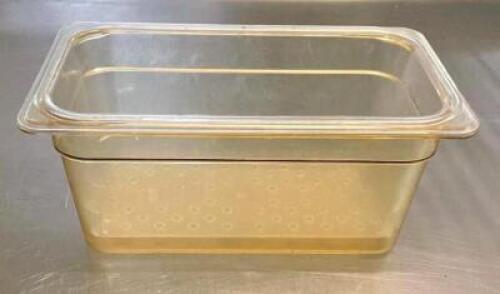 DESCRIPTION: (5) 1/3 SIZE HIGH HEAT PLASTIC PANS WITH STEAM INSERT SIZE: 6" DEEP QTY: 5