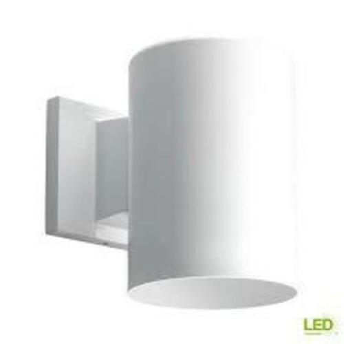CYLINDER COLLECTION 5" WHITE MODERN OUTDOOR LED WALL LANTERN LIGHT