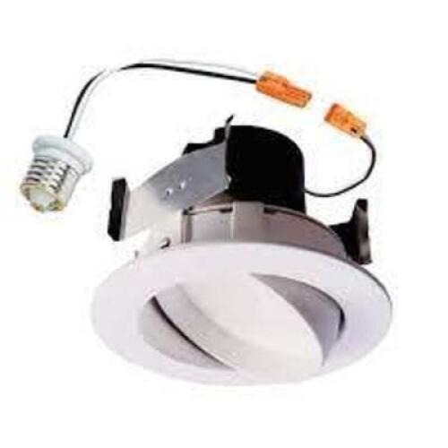 (5) 4 IN. WHITE INTEGRATED LED RECESSED CEILING LIGHT FIXTURE ADJUSTABLE GIMBAL RETROFIT TRIM, 90 CRI, 3000K SOFT WHITE