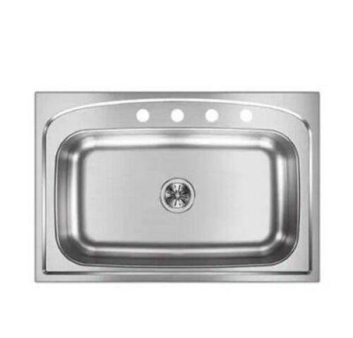 PERGOLA DROP-IN STAINLESS STEEL 33 IN. 4-HOLE SINGLE BOWL KITCHEN SINK