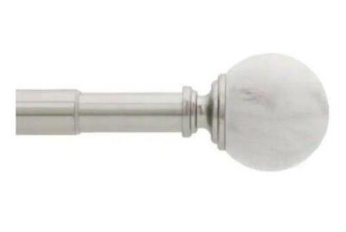 36 IN. - 72 IN. TELESCOPING 1 IN. SINGLE CURTAIN ROD KIT IN BRUSHED NICKEL WITH WHITE MARBLE BALL FINIAL