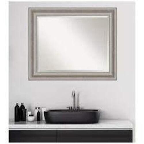 MEDIUM RECTANGLE ANTIQUE SILVER METALLIC BEVELED GLASS CLASSIC MIRROR (27.5 IN. H X 33.5 IN. W)