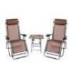 NEW BLACK OUTDOOR STEEL FRAME FOLDING LAWN CHAIR SET, 2 ZERO GRAVITY RECLINER LOUNGE CHAIR AND TABLE