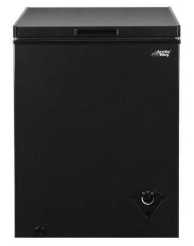 DESCRIPTION: (1) CHEST FREEZER BRAND/MODEL: ARCTIC KING/ARC050S0ARBB INFORMATION: BLACK/CAPACITY: 5 CU-FT RETAIL$: 197.00 SIZE: 24.9"L X 21.7"H X 33.5