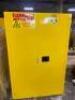 DESCRIPTION: (1) SAFETY CABINET BRAND/MODEL: EAGLE/YPI7710X INFORMATION: YELLOW/SELF-CLOSING DOORS/CAPACITY: 30 GAL RETAIL$: 1,954.00 SIZE: 39.5"W X 8 - 2
