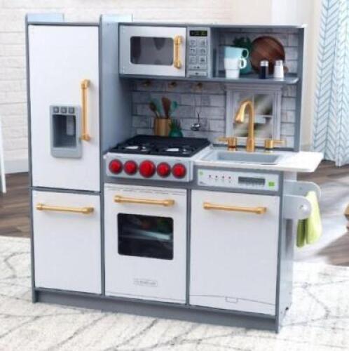DESCRIPTION: (1) UPTOWN ELITE KITCHEN BRAND/MODEL: KID KRAFT/53437 INFORMATION: SILVER & WHITE/3-MODES OF PLAY RETAIL$: 219.99 SIZE: 38.46"L X 13.9"W