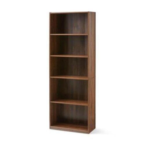 DESCRIPTION: (1) BOOKCASE BRAND/MODEL: MAINSTAYS/MS19-D1-1009-24 INFORMATION: CANYON WALNUT/5-SHELF RETAIL$: 59.04 SIZE: 42.44"L X 14.72"W X 6.77"H QT
