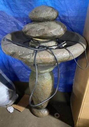 DESCRIPTION: (1) STONE FOUNTAIN INFORMATION: MINOR DAMAGES, SEE FOR INSPECTION RETAIL$: 220.00 SIZE: 41"H X 23"D QTY: 1