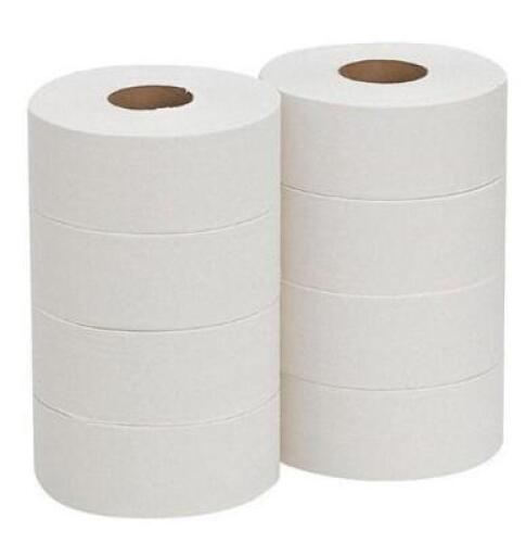 DESCRIPTION: (1) PACK OF (8) JUMBO TOILET PAPER BRAND/MODEL: PACIFIC BLUE/12798 INFORMATION: 2-PLY/WHITE/CONTINUOUS ROLL RETAIL$: 34.90 PER PK OF 8 SI
