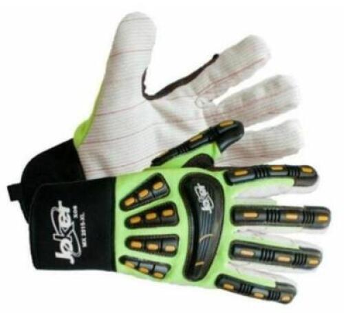 DESCRIPTION: (2) HI-VIS IMPACT GLOVES BRAND/MODEL: JOKER/MX2515-3XL INFORMATION: GREEN, BLACK & WHITE RETAIL$: 28.00 EACH SIZE: 3XL QTY: 2