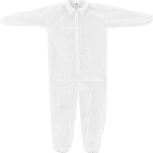DESCRIPTION: (1) PACK OF (25) DISPOSABLE COVERALLS BRAND/MODEL: GLOBAL/100 INFORMATION: WHITE/ELASTIC WRIST & ANKLES RETAIL$: 44.00 PER PK OF 25 SIZE: