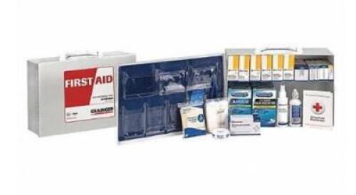 DESCRIPTION: (1) FIRST AID CABINET BRAND/MODEL: GRAINGER/59031 INFORMATION: METAL/PEOPLE SERVED: 51-75/355 COMPONENTS RETAIL$: 158.21 SIZE: 5.12"H X 1