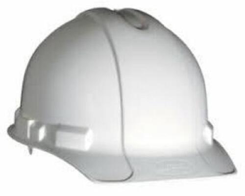 DESCRIPTION: (1) CASE OF (6) HARD HAT WITH RATCHET ADJUSTMENT BRAND/MODEL: SJS COMMERCIAL INFORMATION: WHITE RETAIL$: $30.00 EA SIZE: ONE SIZE FITS MO