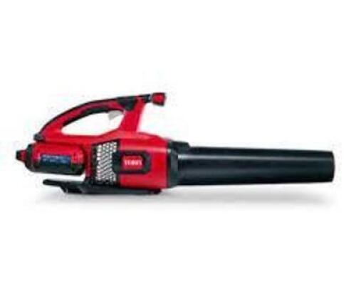 DESCRIPTION: (1) CORDLESS BATTERY OPERATED LEAF BLOWER BRAND/MODEL: TORO #51820 INFORMATION: RED RETAIL$: $200.00 EA SIZE: 110 MPH QTY: 1