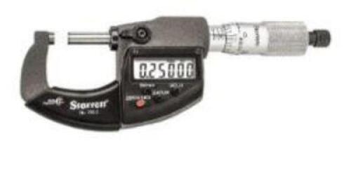 DESCRIPTION: (1) CARBIDE IP 67 ELECTRONIC THIMBLE STOP OUTSIDE MICROMETER BRAND/MODEL: STARRETT 01116 RETAIL$: 300.37 SIZE: 0-25mm QTY: 1