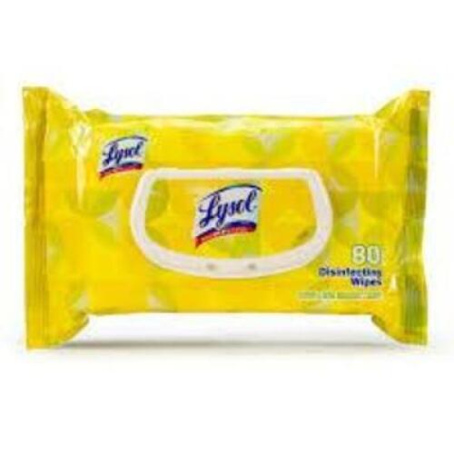 DESCRIPTION: (2) DISINFECTING WIPES BRAND/MODEL: LYSOL BRAND 2 INFORMATION: LEMON LIME RETAIL$: $10.00 EA SIZE: 80 WIPES QTY: 2