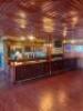 22' MAHOGANY WOOD BAR FRONT AND BACK SYSTEM - WITH PANEL BAR FRONT / BRASS RAIL / (4) - USB PORTS / (8) COAT HOOKS - 4