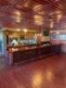 22' MAHOGANY WOOD BAR FRONT AND BACK SYSTEM - WITH PANEL BAR FRONT / BRASS RAIL / (4) - USB PORTS / (8) COAT HOOKS - 5