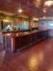 22' MAHOGANY WOOD BAR FRONT AND BACK SYSTEM - WITH PANEL BAR FRONT / BRASS RAIL / (4) - USB PORTS / (8) COAT HOOKS - 7
