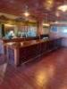 22' MAHOGANY WOOD BAR FRONT AND BACK SYSTEM - WITH PANEL BAR FRONT / BRASS RAIL / (4) - USB PORTS / (8) COAT HOOKS - 8