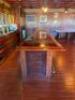 22' MAHOGANY WOOD BAR FRONT AND BACK SYSTEM - WITH PANEL BAR FRONT / BRASS RAIL / (4) - USB PORTS / (8) COAT HOOKS - 9