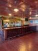 22' MAHOGANY WOOD BAR FRONT AND BACK SYSTEM - WITH PANEL BAR FRONT / BRASS RAIL / (4) - USB PORTS / (8) COAT HOOKS - 15