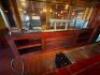 22' MAHOGANY WOOD BAR FRONT AND BACK SYSTEM - WITH PANEL BAR FRONT / BRASS RAIL / (4) - USB PORTS / (8) COAT HOOKS - 34